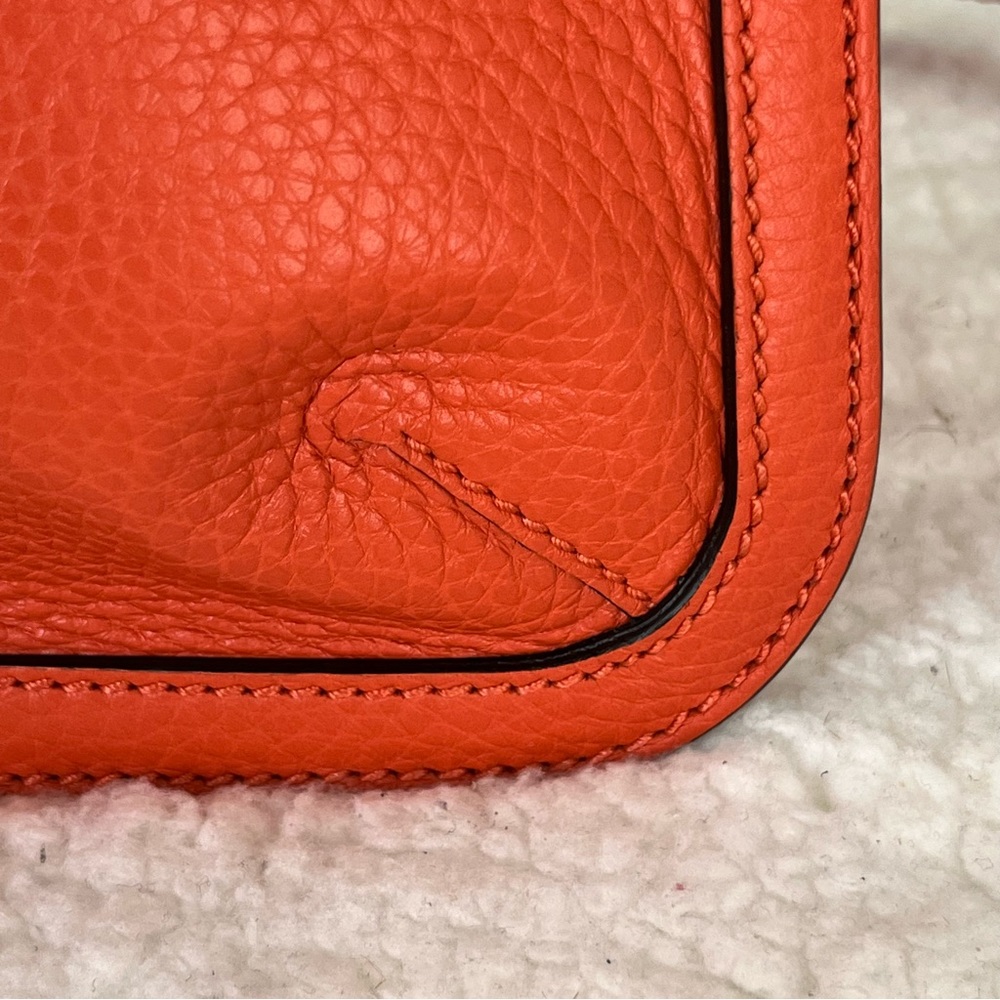 GUCCI Bamboo Daily Leather Flap Shoulder Bag- Orange - Picture 10 of 13